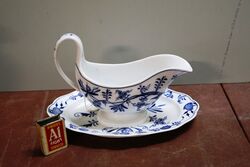 A Quality Dresden Gravy Boat with Fixed Stand 