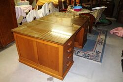 1950's Large Oak Partners Desk. #