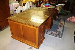 1950and39s Large Oak Partners Desk 