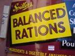 SPILLERS BALANCED RATIONS ENAMEL SIGN ---SM80