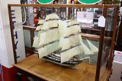 Large 3 Mast Model Sailing Ship in Glass Case 