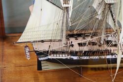 Large 3 Mast Model Sailing Ship in Glass Case 