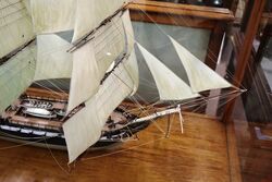 Large 3 Mast Model Sailing Ship in Glass Case 