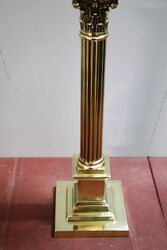 Antique Banquet Lamp on a Brass  Corinthian Column 