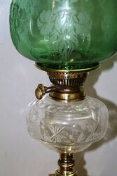 Late C19th Brass Column Oil Lamp  