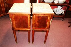 Pair of Late C19th French Marble Top Bedside Cabinets 