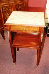 Pair of Late C19th French Marble Top Bedside Cabinets 