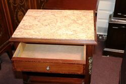 Pair of Late C19th French Marble Top Bedside Cabinets 