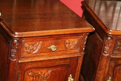 Pair of Antique French Oak Bedside Cabinets 