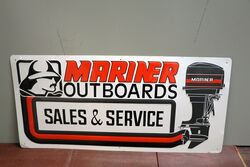 New Old Stock Embossed Mariner Outboards Tin Sign 