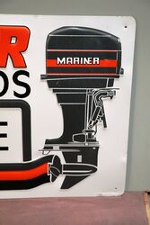 New Old Stock Embossed Mariner Outboards Tin Sign 