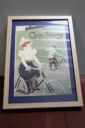 Original Vintage Cless & Plessing Bicycles, Framed Advertising Print, #