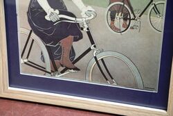 Original Vintage Cless and Plessing Bicycles Framed Advertising Print 