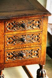 Early C20th Carved Oak 7 Drawer Writing Desk