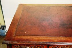 Early C20th Carved Oak 7 Drawer Writing Desk