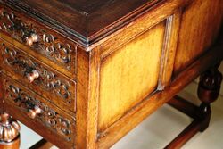 Early C20th Carved Oak 7 Drawer Writing Desk