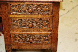 Early C20th Carved Oak 7 Drawer Writing Desk