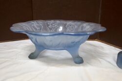 Art Deco Blue Glass Cambridge 2 Piece Float Bowl 