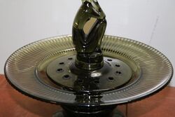 Art Deco Smoke Green 4 piece Thinker Lady Float Bowl