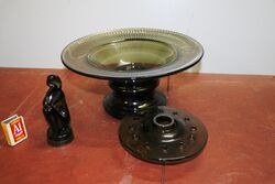 Art Deco Smoke Green 4 piece Thinker Lady Float Bowl