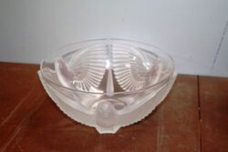 Art Deco Lalique Style Pressed Glass Birds Bowl. #