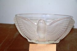 Art Deco Lalique Style Pressed Glass Birds Bowl 