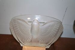 Art Deco Lalique Style Pressed Glass Birds Bowl 