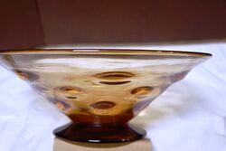 Art Deco 2 Piece Amber Glass September Morn Float Bowl 