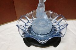 Art Deco 3 Piece Blue Glass Arabella Float Bowlon Stand 