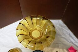 Art Deco Amber Glass 4 piece September Morn Float Bowl