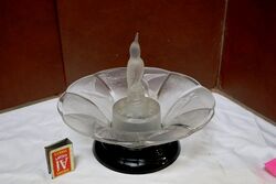 Art Deco Clear Glass 3 piece Hummingbird Float Bowl  