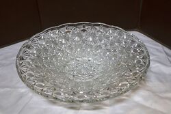 Art Deco Large Faceted Pressed Glass Fruit Bowl. #