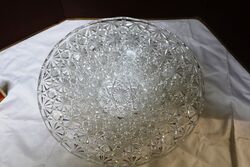 Art Deco Large Faceted Pressed Glass Fruit Bowl 