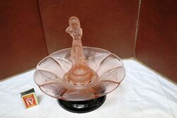 Art Deco Pink Glass 4 pc Arabella Float Bowl Set #
