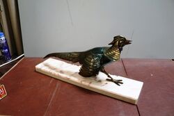 Art Deco Spelter Pheasant Figure on Marble Base 
