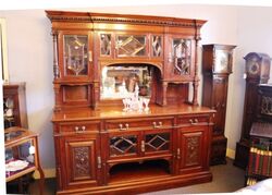 Stunning Quality Large Antique Mahogany Sideboard with Glazed Cabinet Top.#
