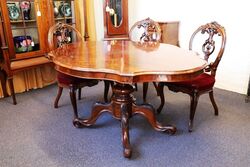 Antique Victorian Burr Walnut Cab Leg Loo Table 