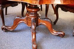 Antique Victorian Burr Walnut Cab Leg Loo Table 