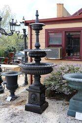 Cast Iron Three Tier Windsor Fountain on Lion Head Base #