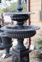 Cast Iron Three Tier Windsor Fountain on Lion Head Base 