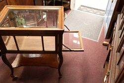 Antique English Oak Cake CabinetTrolley 