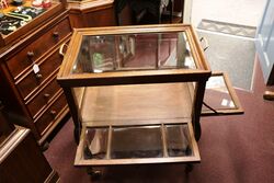 Antique English Oak Cake CabinetTrolley 