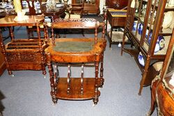 Mid Victorian Antique Burr Walnut Canterbury-Ladies Desk. # 