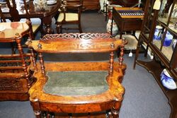 Mid Victorian Antique Burr Walnut CanterburyLadies Desk  