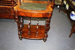 Mid Victorian Antique Burr Walnut CanterburyLadies Desk  