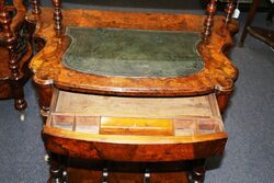Mid Victorian Antique Burr Walnut CanterburyLadies Desk  