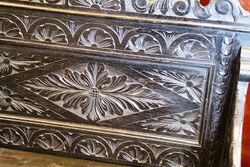 Well Carved Early C20th English Oak 2 Seater Settle 