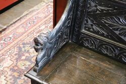Well Carved Early C20th English Oak 2 Seater Settle 