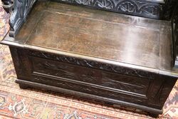 Well Carved Early C20th English Oak 2 Seater Settle 