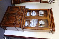 Antique Victorian Walnut 2 Door Round Cornered Bookcase. #